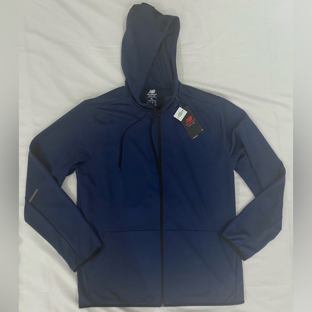 NWT NEW BALANCE Men’s Tenacity Grit Full-Zip Hoodie Jacket MJ33122 Size XL NAVY